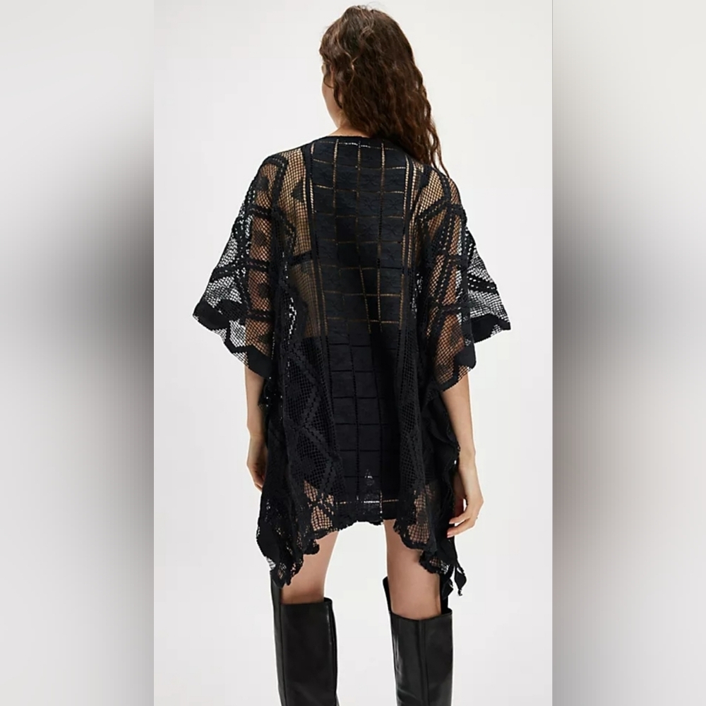 Free People Sunshine Crochet Kaftan in Black - Picture 5 of 7